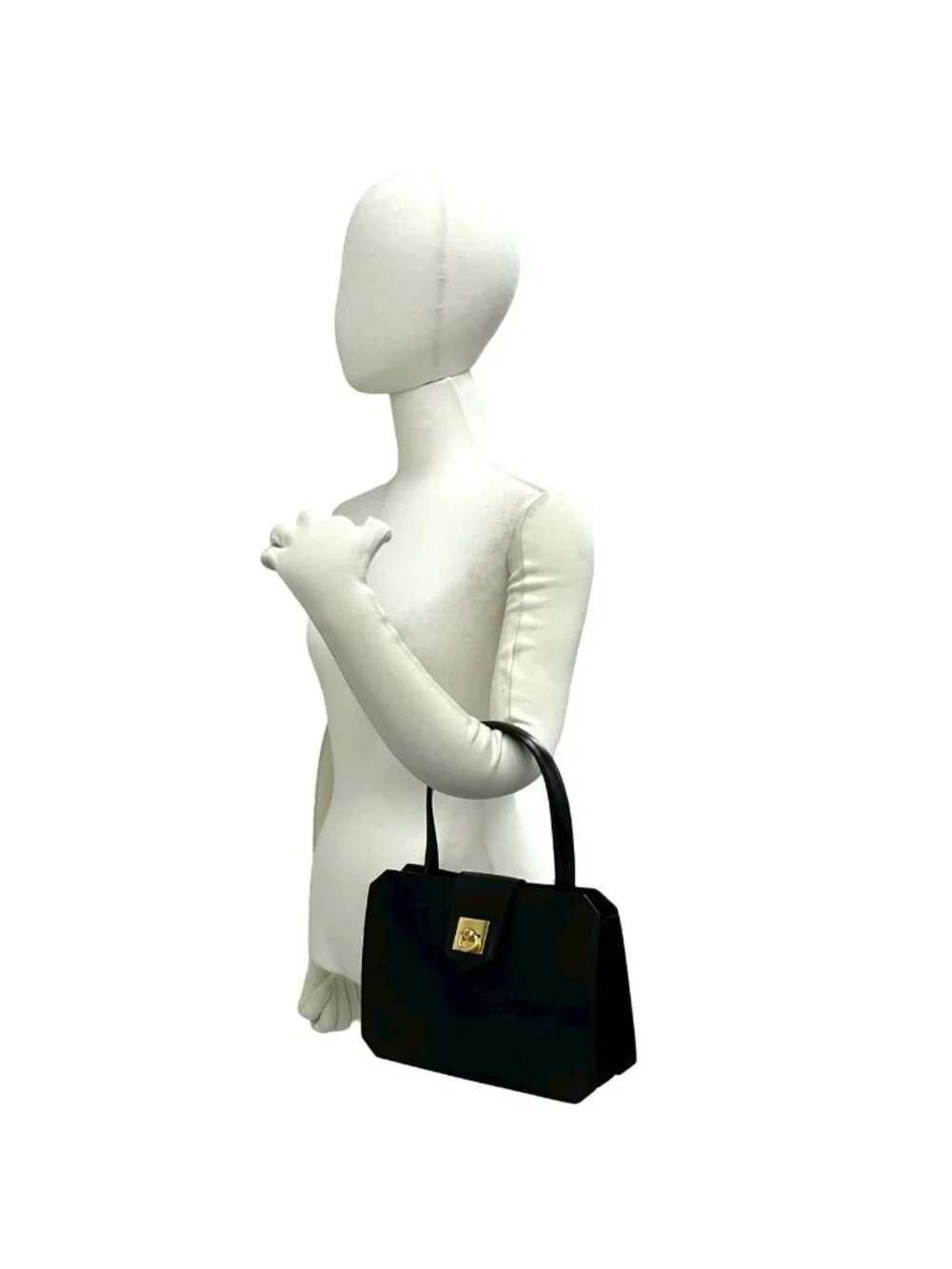 Celine Vintage Ring Logo Calf Leather Handbag Mini Tote Black